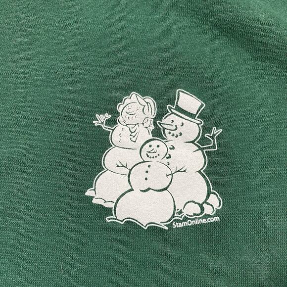 VTG Lee Heavyweight USA Crewneck Green Snowman Sweatshirt L 50/50 - Picture 2 of 9